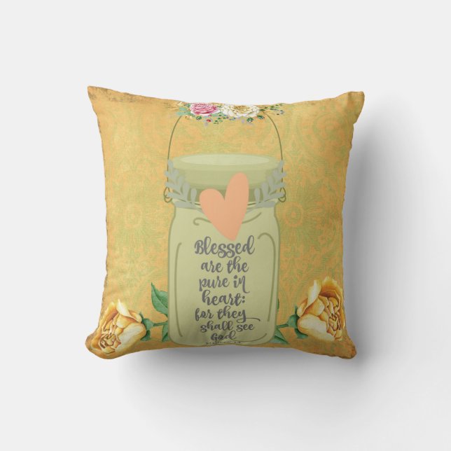 Blessed are the Pure in Heart Bible Verse Cushion (Front)