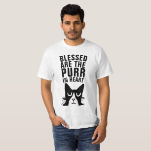BLESSED ARE THE PURR IN HEART, CAT Funny T-shirts