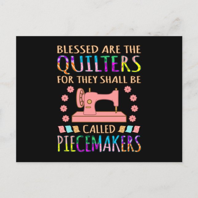 Blessed Are The Quilters Quilting Sewer Sewing Postcard (Front)