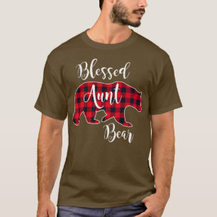 Blessed Aunt Bear Buffalo Check Plaid Pattern Aunt T-Shirt