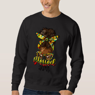 Blessed Aunt Bun Hair Black Girl outfit for Thanks Sweatshirt