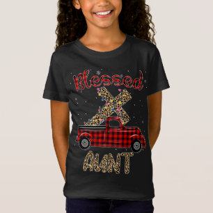 Blessed Aunt Christmas Red Truck Plaid Colour Fami T-Shirt
