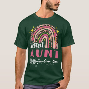 Blessed Aunt Pink Rainbow Leopard Mum Mothers Day T-Shirt