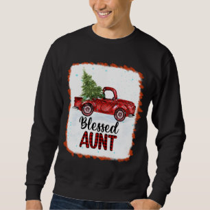 Blessed Aunt Plaid Red Truck Tree Lights Christmas Sweatshirt
