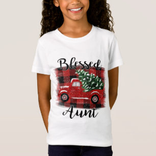 Blessed Aunt Red Truck Vintage Christmas Tree T-Shirt