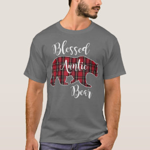 Blessed Auntie Bear Red Tartan Plaid Pattern Fun A T-Shirt