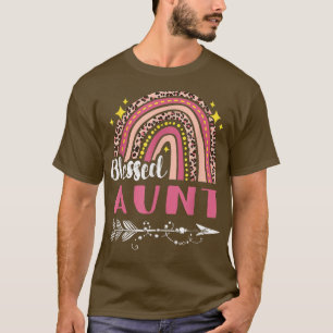 Blessed AuntPink Rainbow Leopard Mum Mothers Day T-Shirt