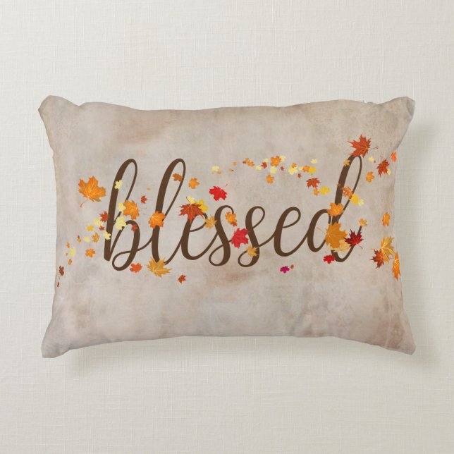Blessed Autumn Leaves  Decorative Cushion (Front)