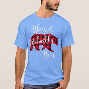 Blessed Babushka Bear Red Buffalo Check Plaid Gran T-Shirt