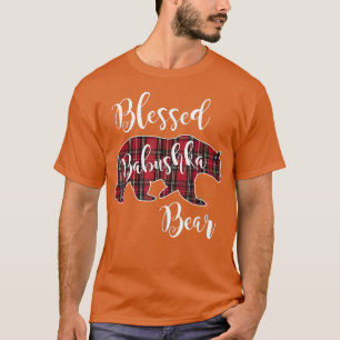 Blessed Babushka Bear Red Tartan Plaid Fun Grandma T-Shirt