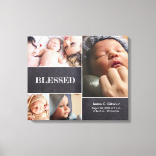 Blessed Baby Photo Collage Baby Stat custom Canvas Print
