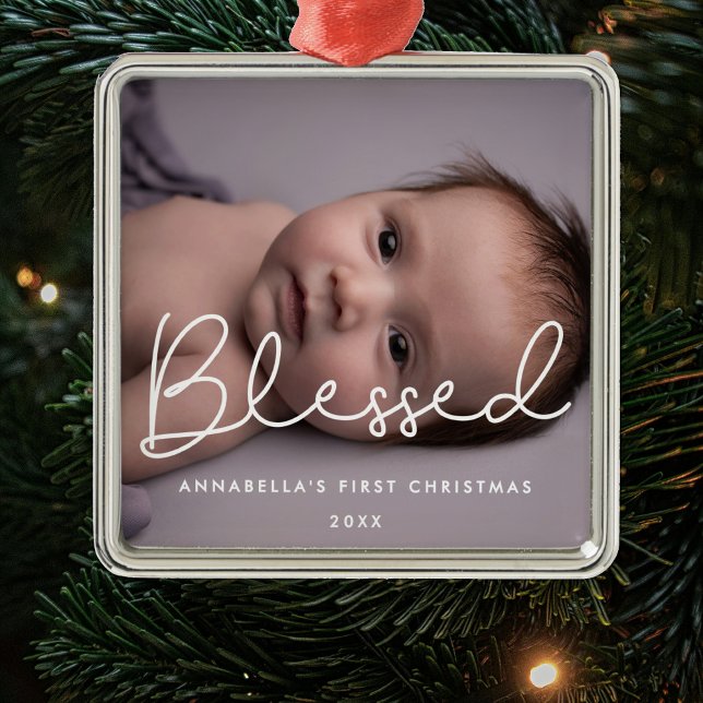 Blessed Baby's first Christmas photo Metal Tree Decoration (Creator Uploaded)