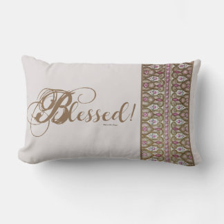 Blessed! Banded Throw Pillow (Pearl Grey)