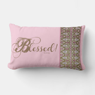 Blessed! Banded Throw Pillow (Pink)