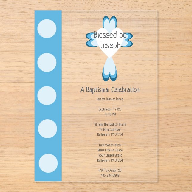 Blessed Baptism Acrylic Invitations (Front)