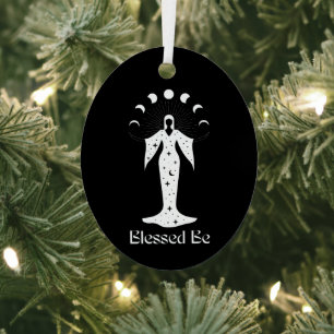 Blessed Be Cosmic Lunar Phases Witchy Metal Tree Decoration