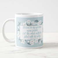 Blessed Be His Name Psalm Christian Verse Floral