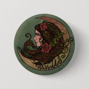 Blessed Be Moon Goddess Pagan Art 6 Cm Round Badge