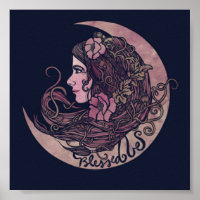 Blessed Be Moon Goddess Pagan Art