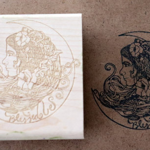 Blessed Be Moon Goddess Pagan Art Rubber Stamp
