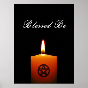 Blessed Be Pagan Candle with Pentacle Poster