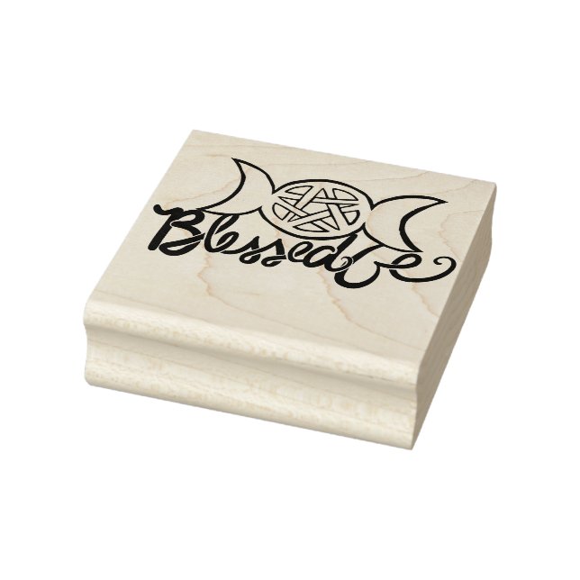 Blessed Be Pagan Triple Moon Pentagram Rubber Stamp (Stamp)