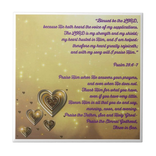 Blessed Be the Lord Psalm 28:6-7 Tile (Front)