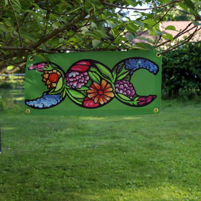 "Blessed Be" Triple Moon Bloom  Banner (Creator Uploaded)