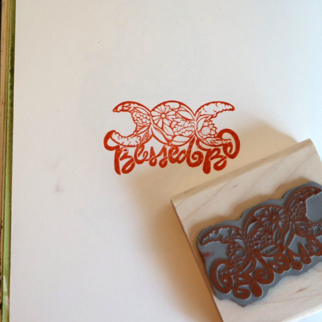 "Blessed Be" Triple Moon Bloom Rubber Stamp (Creator Uploaded)