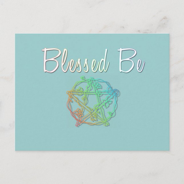Blessed be with pretty heart pentacle postcard (Front)