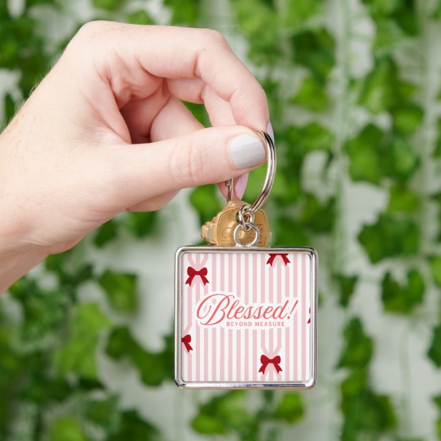 Blessed beyond measure pink bow keychain (Hand)