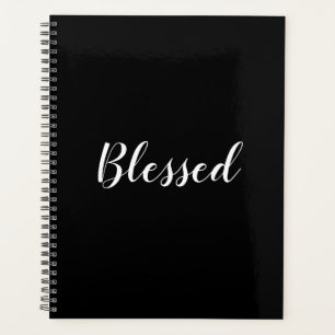 Blessed black custom script text elegant planner