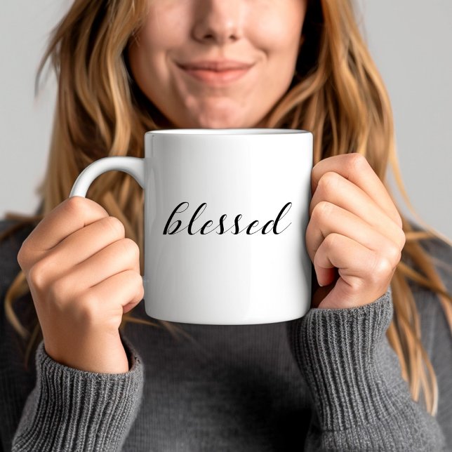 Blessed - Black Typography Quote Coffee Mug (Blessed - Black Typography Quote Coffee Mug)