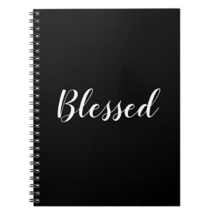 Blessed black & white custom script text cute notebook
