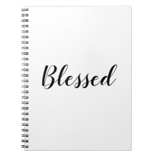 Blessed black white custom script text cute notebook