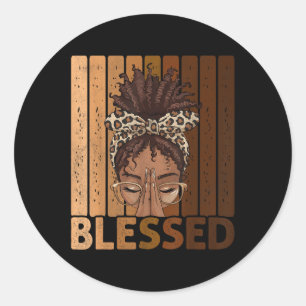 Blessed Black Woman Praying African American Chris Classic Round Sticker
