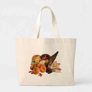 Blessed Bountiful Harvest Colourful Cornucopia Large Tote Bag