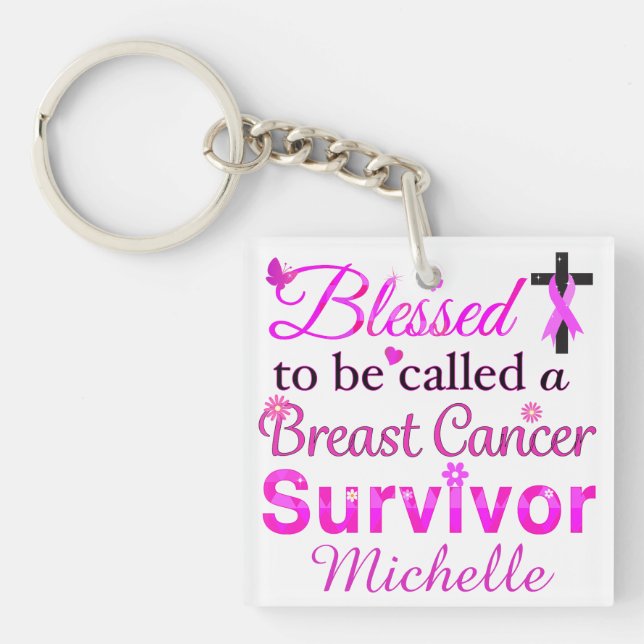 Blessed Breast Cancer Survivor Key Ring (Front)
