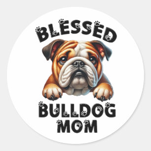 Blessed Bulldog Mum Cute Puppy Love Dog Classic Round Sticker