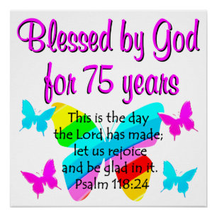 BLESSED BUTTERFLY 75TH BIRTHDAY DESIGN POSTER