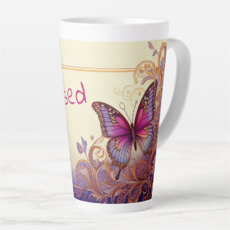 Blessed Butterfly and Paisley and Flowers Latte Mug
