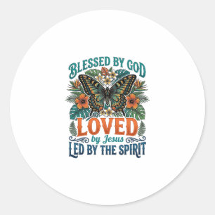 Blessed Butterfly Christian T-Shirt Design_1 Classic Round Sticker