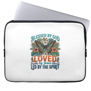 Blessed Butterfly Christian T-Shirt Design_1 Laptop Sleeve