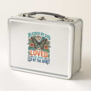 Blessed Butterfly Christian T-Shirt Design_1 Metal Lunch Box