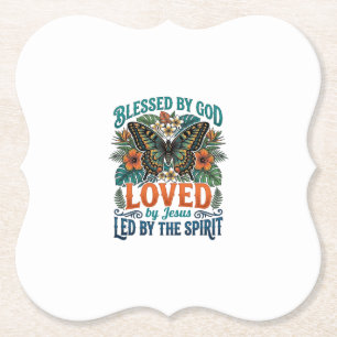 Blessed Butterfly Christian T-Shirt Design_1 Paper Coaster