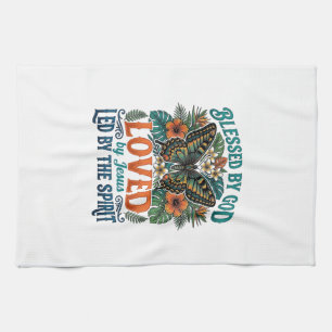 Blessed Butterfly Christian T-Shirt Design_1 Tea Towel