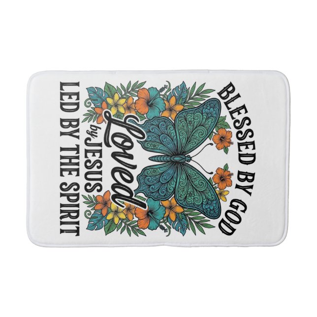 Blessed Butterfly Christian T-Shirt Design (2) Bath Mat (Front)