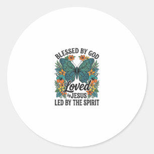 Blessed Butterfly Christian T-Shirt Design (2) Classic Round Sticker