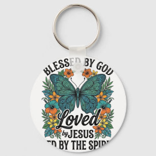 Blessed Butterfly Christian T-Shirt Design (2) Key Ring
