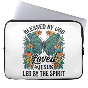 Blessed Butterfly Christian T-Shirt Design (2) Laptop Sleeve